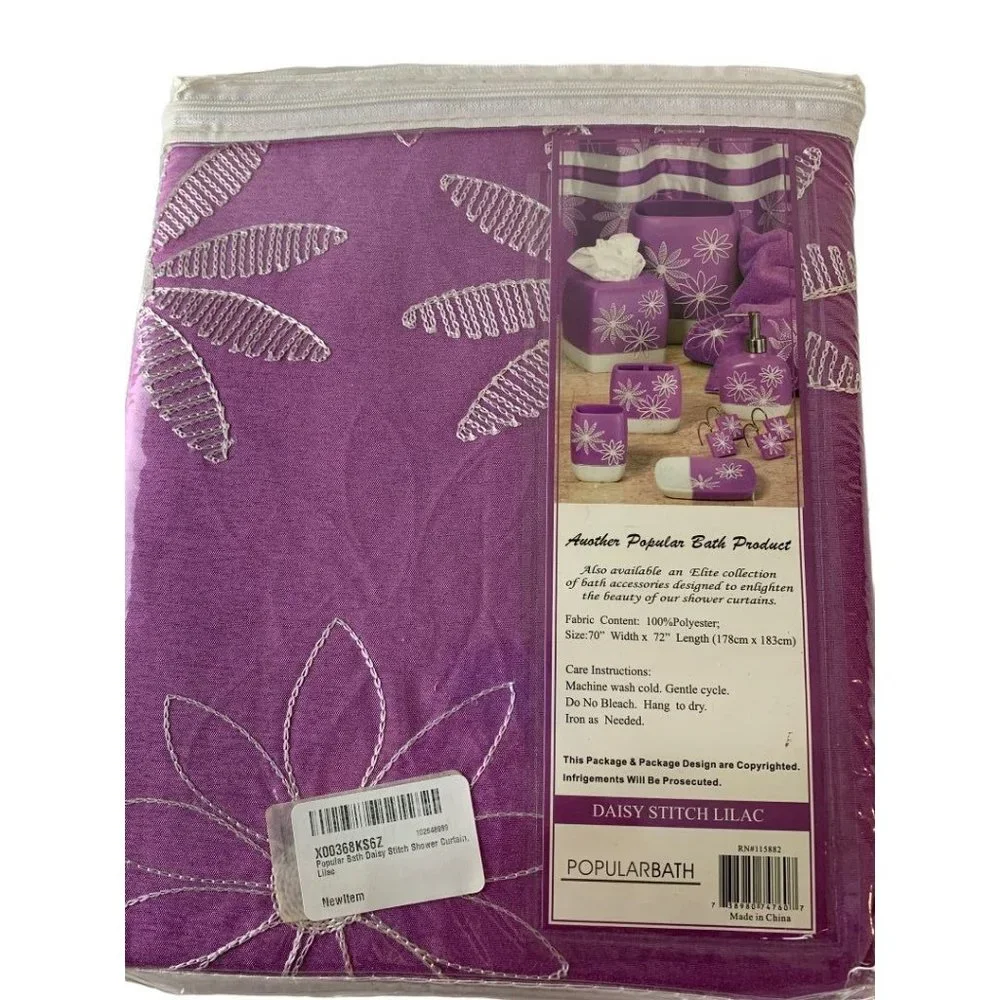 Popular Bath Daisy Stitch Lilac Shower Curtain 70